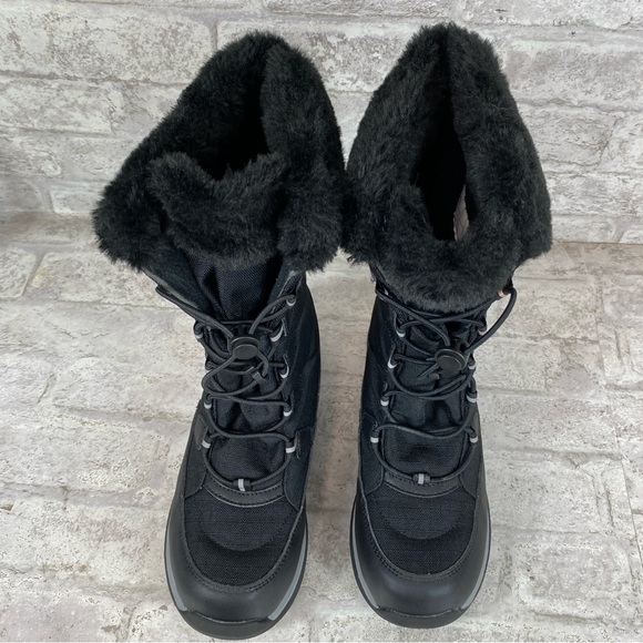Lands’ End Youth/Adolescent Insulated Black Snow Boots Faux Fur Cuffs size 4M - Picture 4 of 8